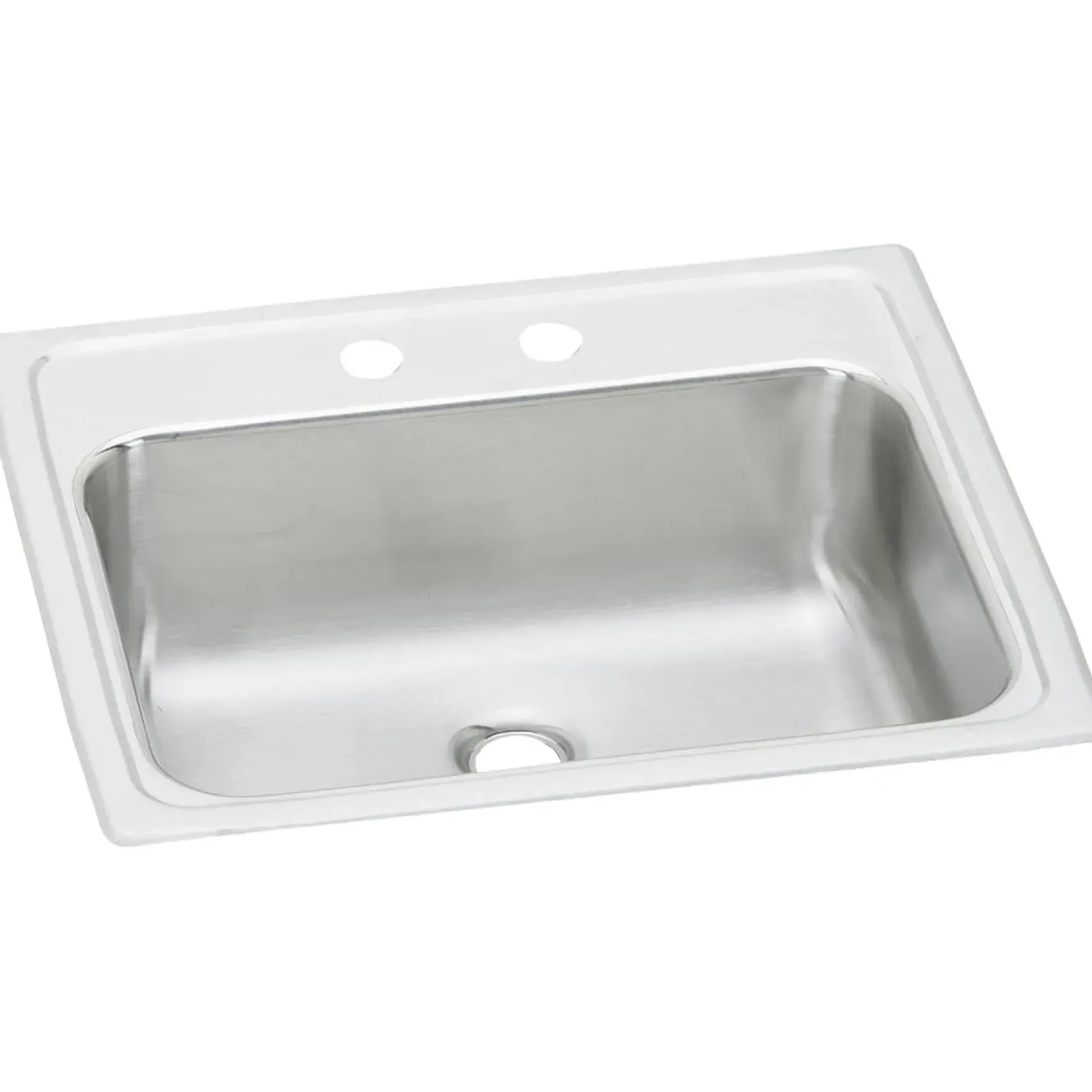 Elkay Celebrity 19" Rectangular Drop In/Topmount Stainless Steel ADA Bathroom Sink, Brushed Satin, 2 Faucet Holes, PSLVR1917LO2