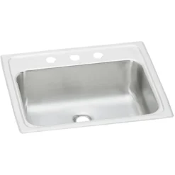 Elkay Celebrity 19" Rectangular Drop In/Topmount Stainless Steel ADA Bathroom Sink, Brushed Satin, 3 Faucet Holes, PSLVR1917LO3
