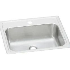 Elkay Celebrity 19" Rectangular Drop In/Topmount Stainless Steel ADA Bathroom Sink, Brushed Satin, 1 Faucet Hole, PSLVR19171