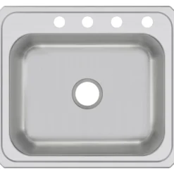 Elkay Celebrity 25" Stainless Steel Kitchen Sink, 20 Gauge, Brushed Satin, 4 Faucet Hole, CR25224