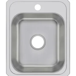 Elkay Celebrity 17" Stainless Steel Kitchen Sink, 20 Gauge, Brushed Satin, 1 Faucet Hole, CR17211
