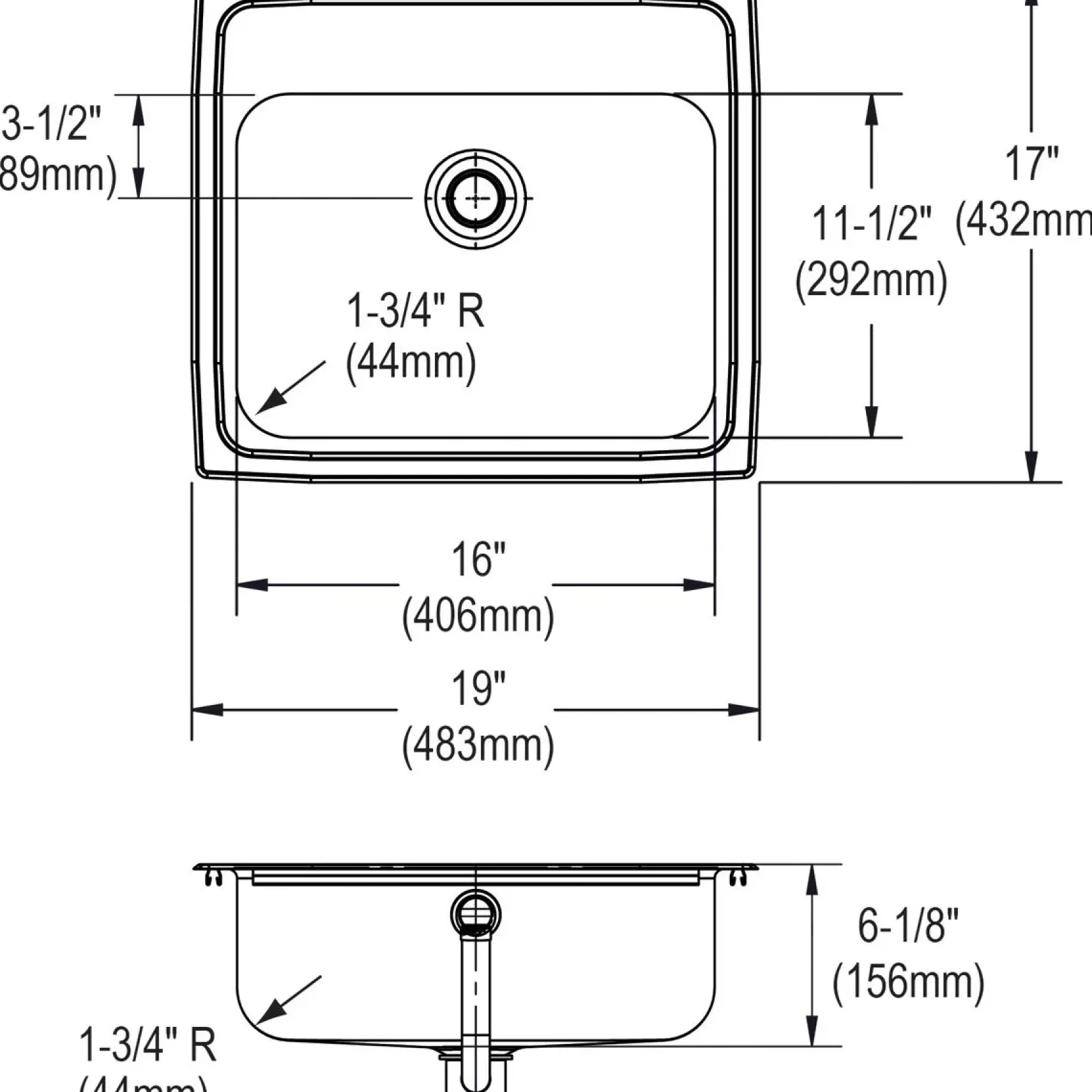 Elkay Celebrity 19" Stainless Steel Bathroom Sink, Brushed Satin, 3 Faucet Hole, PSLVR19173