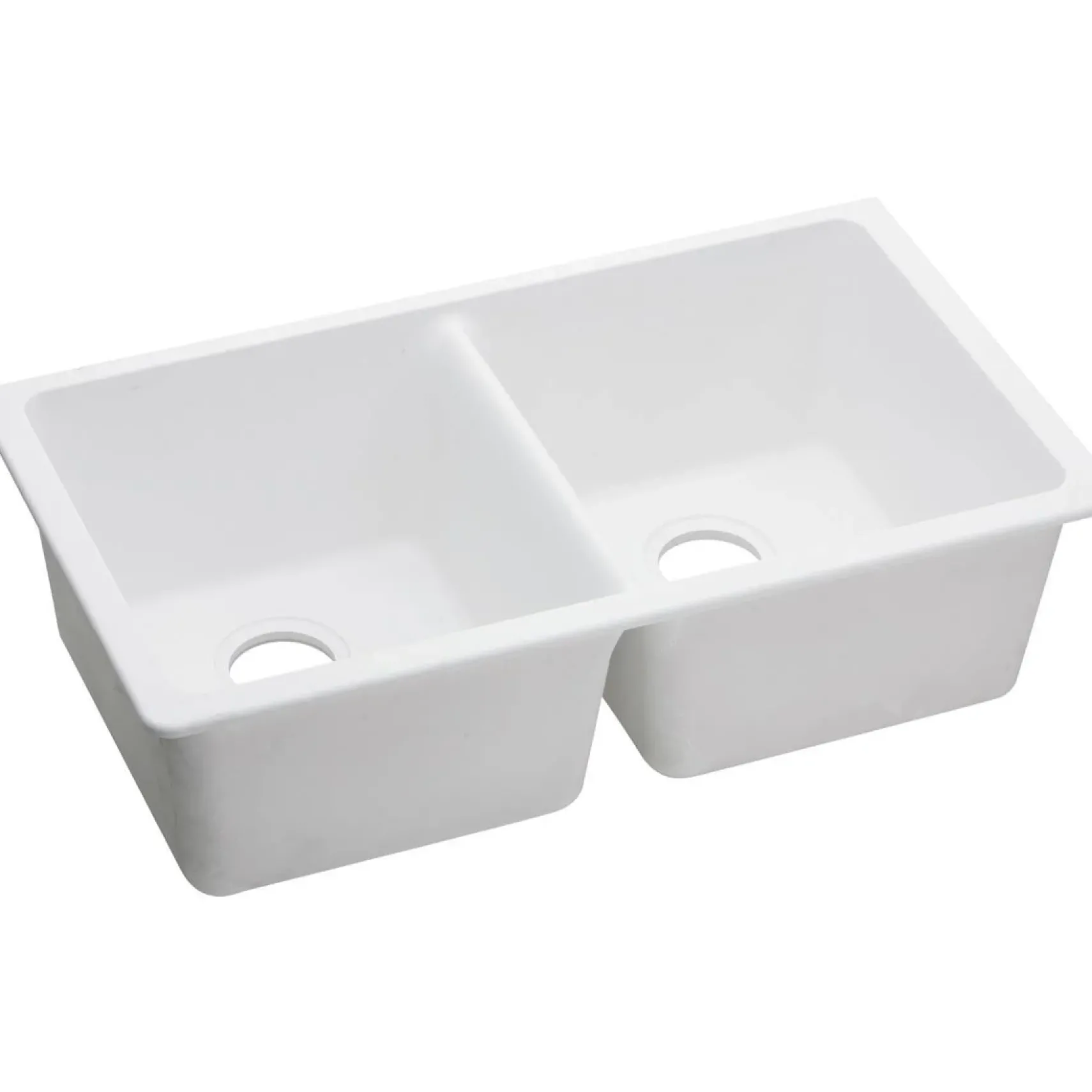 Elkay Classic 33" Quartz Kitchen Sink, 50/50 Double Bowl, White, ELGU3322WH0