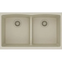 Elkay Classic 33" Quartz Kitchen Sink, 50/50 Double Bowl, Bisque, ELGDULB3322BQ0
