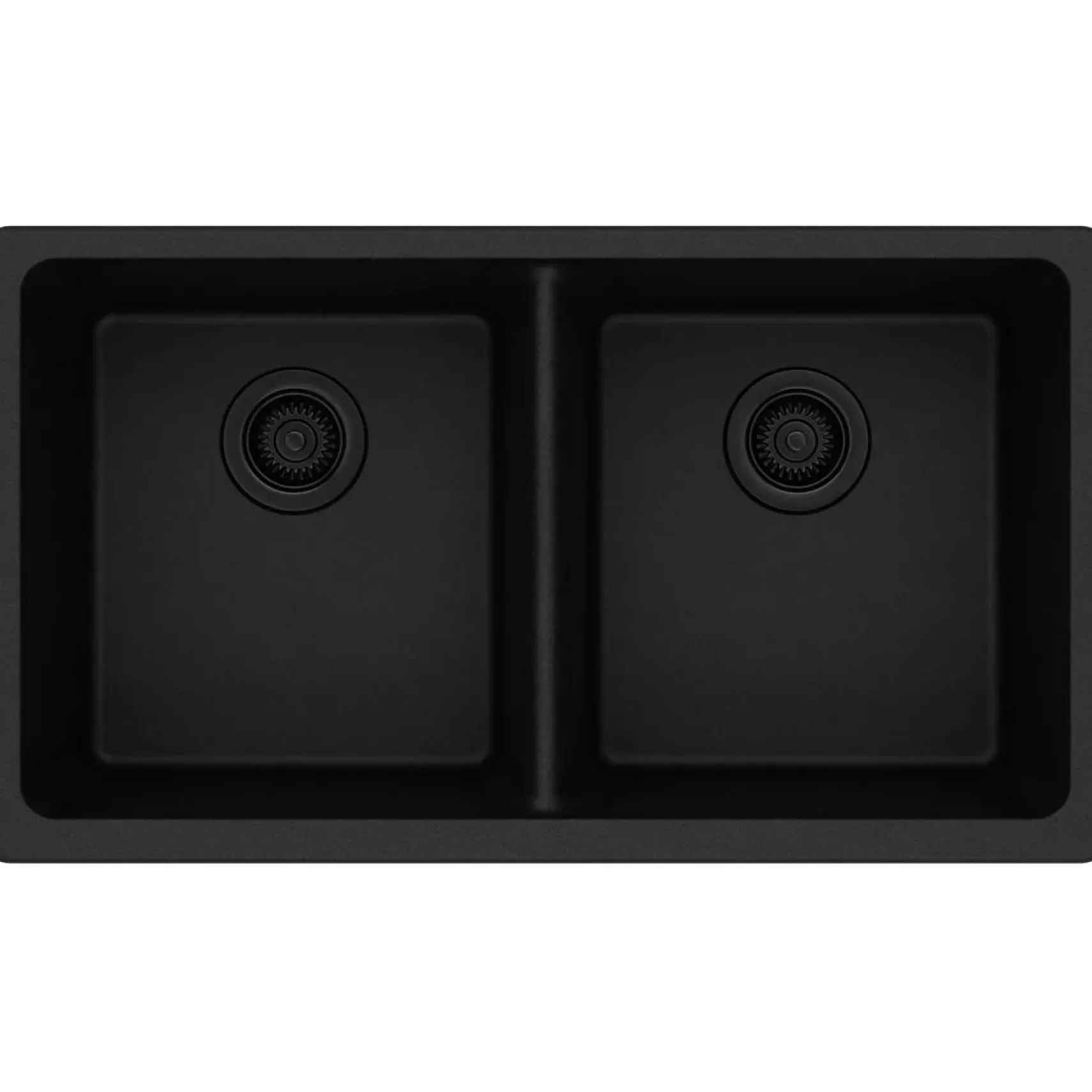 Elkay Classic 33" Quartz Kitchen Sink, 50/50 Double Bowl, Black, ELGU3322BK0