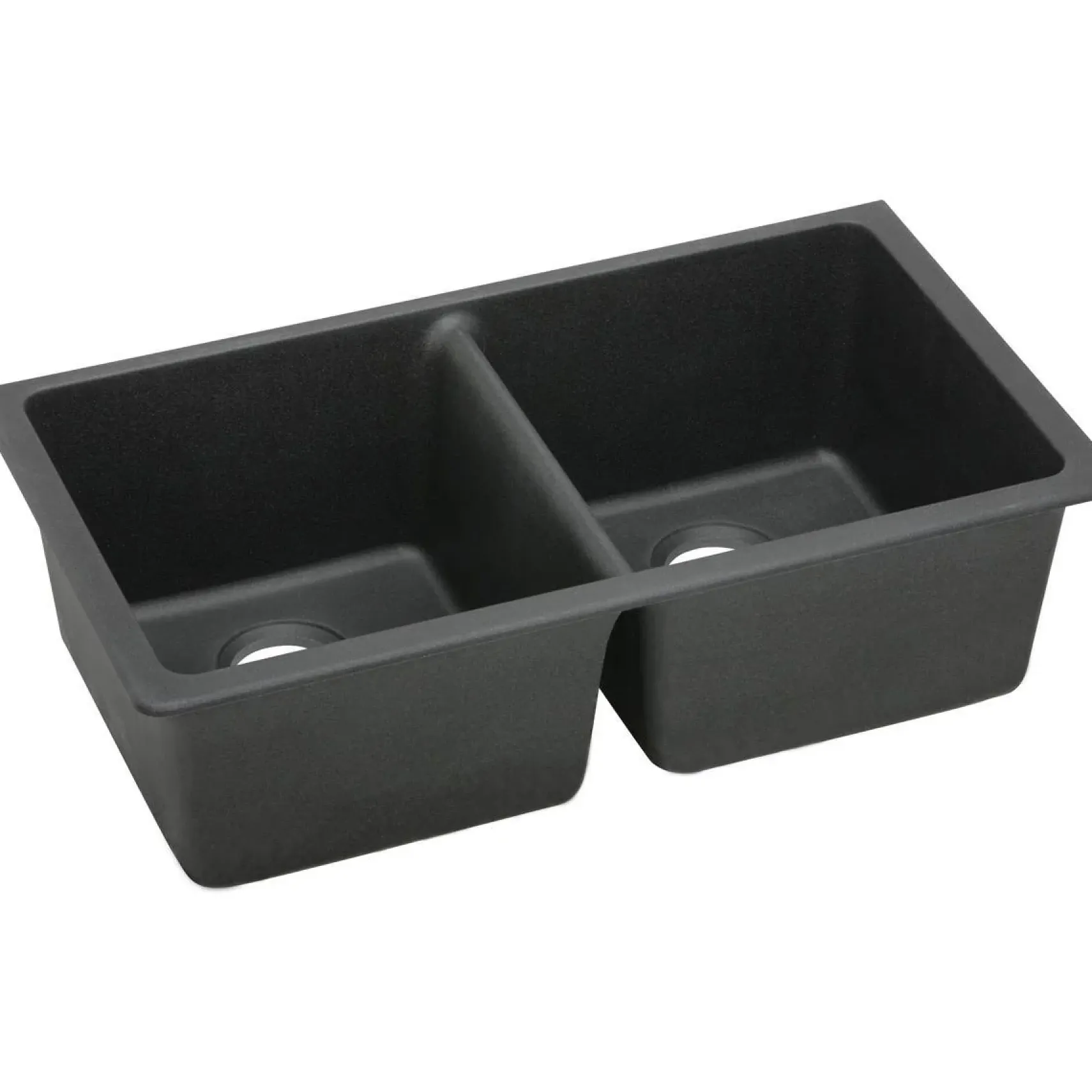 Elkay Classic 33" Quartz Kitchen Sink, 50/50 Double Bowl, Black, ELGU3322BK0