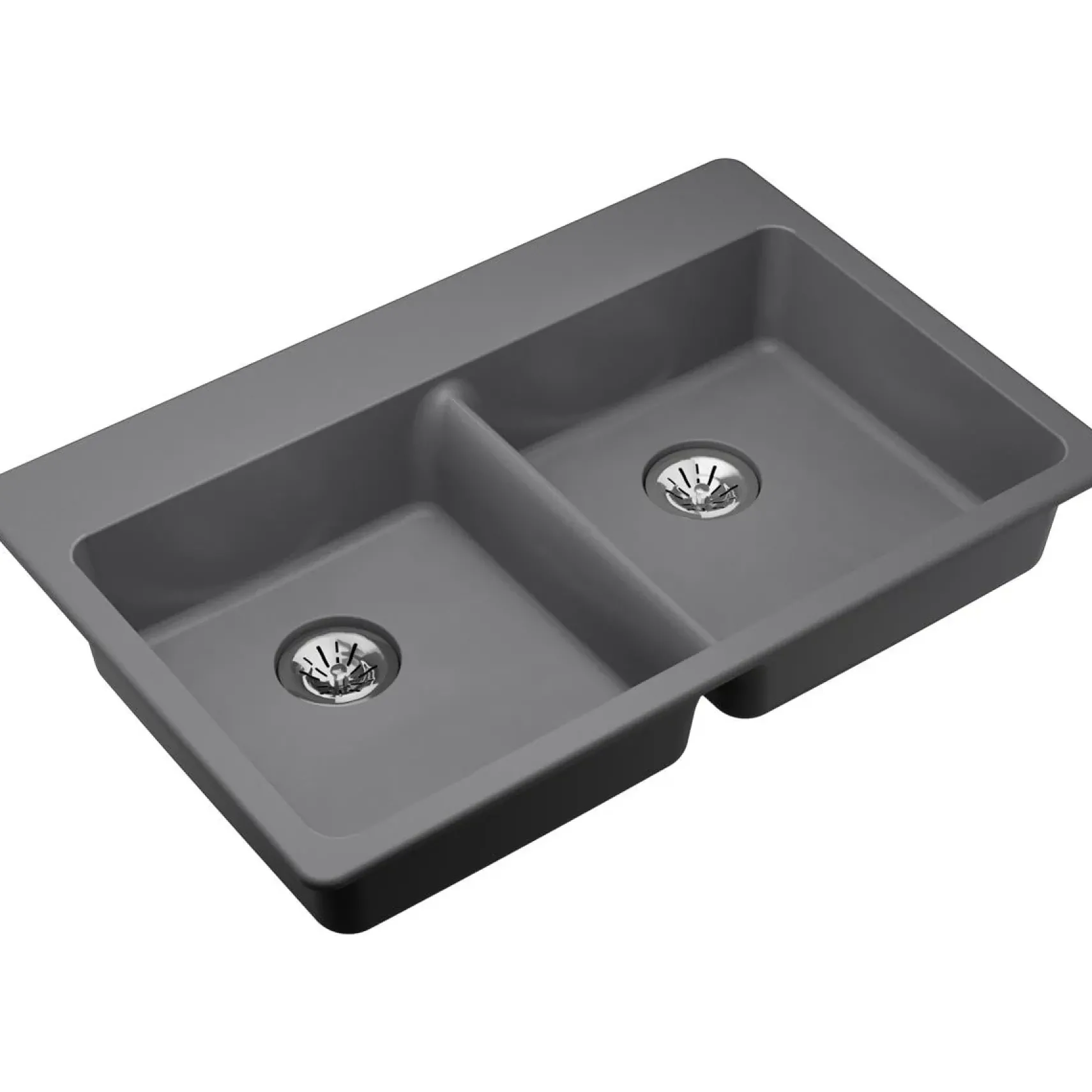 Elkay Classic 33" Quartz Kitchen Sink, 50/50 Double Bowl, Greystone, Pre-scored for up to 5 Faucet Hole, ELGAD3322PDGS0