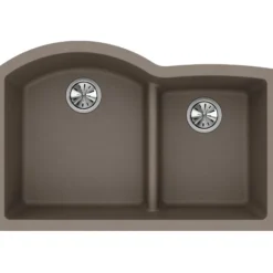 Elkay Classic 33" Quartz Kitchen Sink, 55/45 Double Bowl, Greige, ELGHU3322RGR0