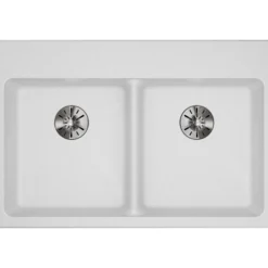 Elkay Classic 33" Quartz Kitchen Sink, 50/50 Double Bowl, White, Pre-scored for up to 5 Faucet Hole, ELGAD3322PDWH0