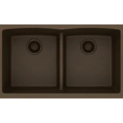 Elkay Classic 33" Quartz Kitchen Sink, 50/50 Double Bowl, Mocha, ELGDULB3322MC0