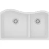 Elkay Classic 33" Quartz Kitchen Sink, 60/40 Double Bowl, White, ELGHU3220RWH0