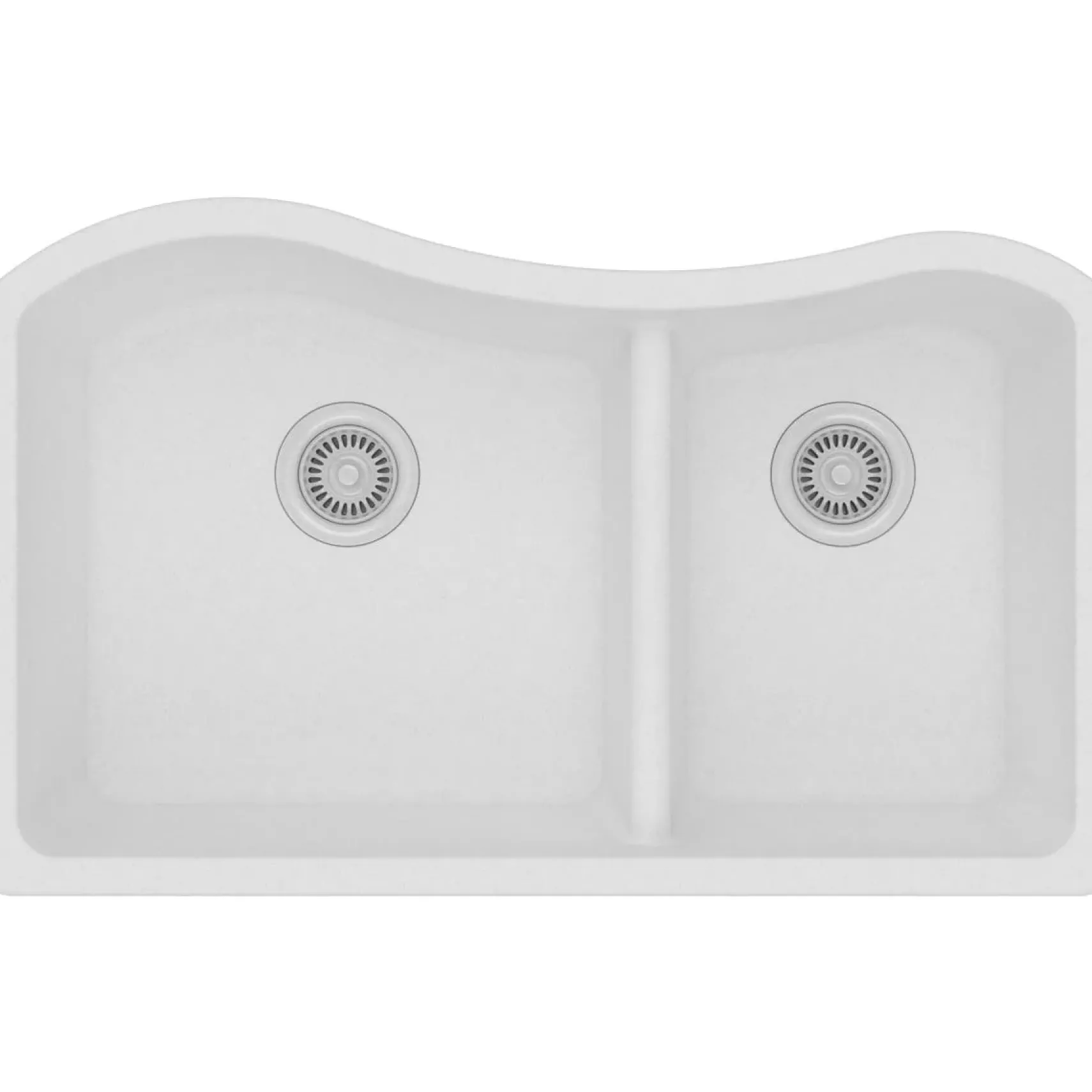 Elkay Classic 33" Quartz Kitchen Sink, 60/40 Double Bowl, White, ELGHU3220RWH0