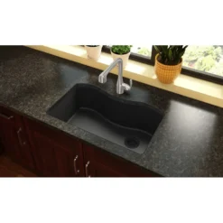 Elkay Classic 33" Quartz Kitchen Sink, Black, ELGUS3322RBK0