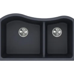 Elkay Classic 33" Quartz Kitchen Sink, 60/40 Double Bowl, Dusk Gray, ELGHU3220RGY0