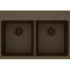 Elkay Classic 33" Quartz Kitchen Sink, 50/50 Double Bowl, Mocha, Pre-scored for up to 5 Faucet Hole, ELG3322MC0