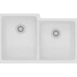 Elkay Classic 33" Quartz Kitchen Sink, 50/50 Double Bowl, White, ELGU250RWH0