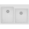 Elkay Classic 33" Quartz Kitchen Sink, 50/50 Double Bowl, White, Pre-scored for up to 4 Faucet Hole, ELG250RWH0