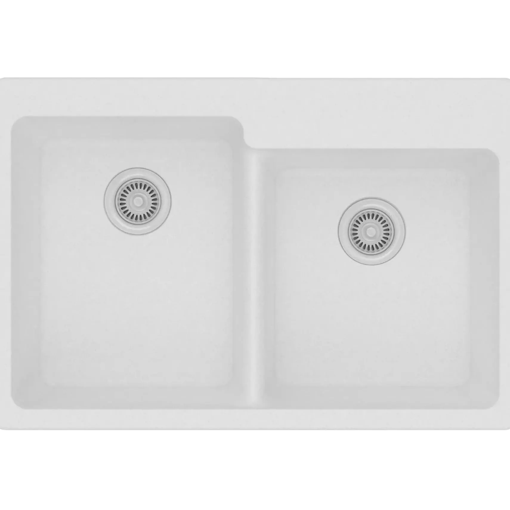 Elkay Classic 33" Quartz Kitchen Sink, 50/50 Double Bowl, White, Pre-scored for up to 4 Faucet Hole, ELG250RWH0
