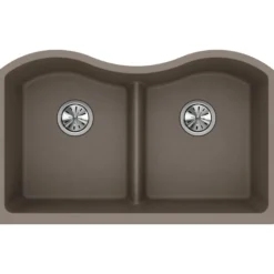 Elkay Classic 33" Quartz Kitchen Sink, 50/50 Double Bowl, Greige, ELGULB3322GR0