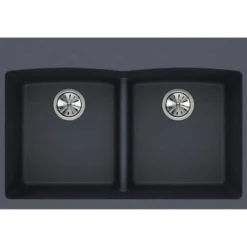 Elkay Classic 33" Quartz Kitchen Sink, 50/50 Double Bowl, Dusk Gray, ELGDLB3322GY0