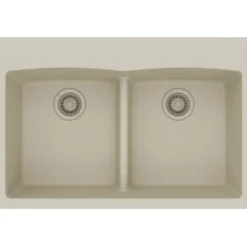 Elkay Classic 33" Quartz Kitchen Sink, 50/50 Double Bowl, Bisque, ELGDLB3322BQ0