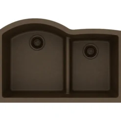 Elkay Classic 33" Quartz Kitchen Sink, 55/45 Double Bowl, Mocha, ELGHU3322RMC0