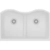 Elkay Classic 33" Quartz Kitchen Sink, 50/50 Double Bowl, White, ELGULB3322WH0
