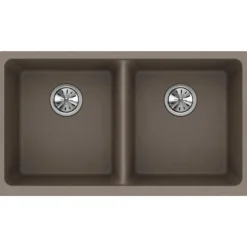 Elkay Classic 33" Quartz Kitchen Sink, 50/50 Double Bowl, Greige, ELGU3322GR0