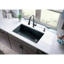 Elkay Classic 33" Quartz Kitchen Sink, Dusk Gray, ELGU13322GY0