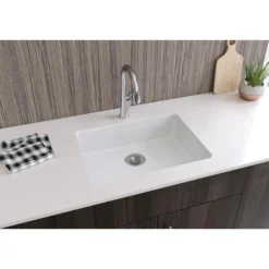 Elkay Classic 25" Quartz Kitchen Sink, White, ELGUAD2519PDWH0