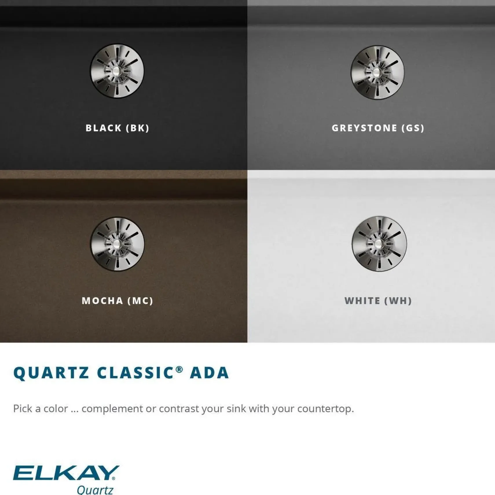 Elkay Classic 25" Quartz Kitchen Sink, White, ELGUAD2519PDWH0