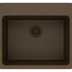 Elkay Classic 25" Quartz Kitchen Sink, Mocha, Pre-scored for up to 5 Faucet Hole, ELG2522MC0