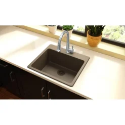 Elkay Classic 25" Quartz Kitchen Sink, Mocha, Pre-scored for up to 5 Faucet Hole, ELG2522MC0