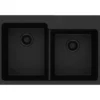 Elkay Classic 33" Quartz Kitchen Sink, 50/50 Double Bowl, Black, Pre-scored for up to 4 Faucet Hole, ELG250RBK0