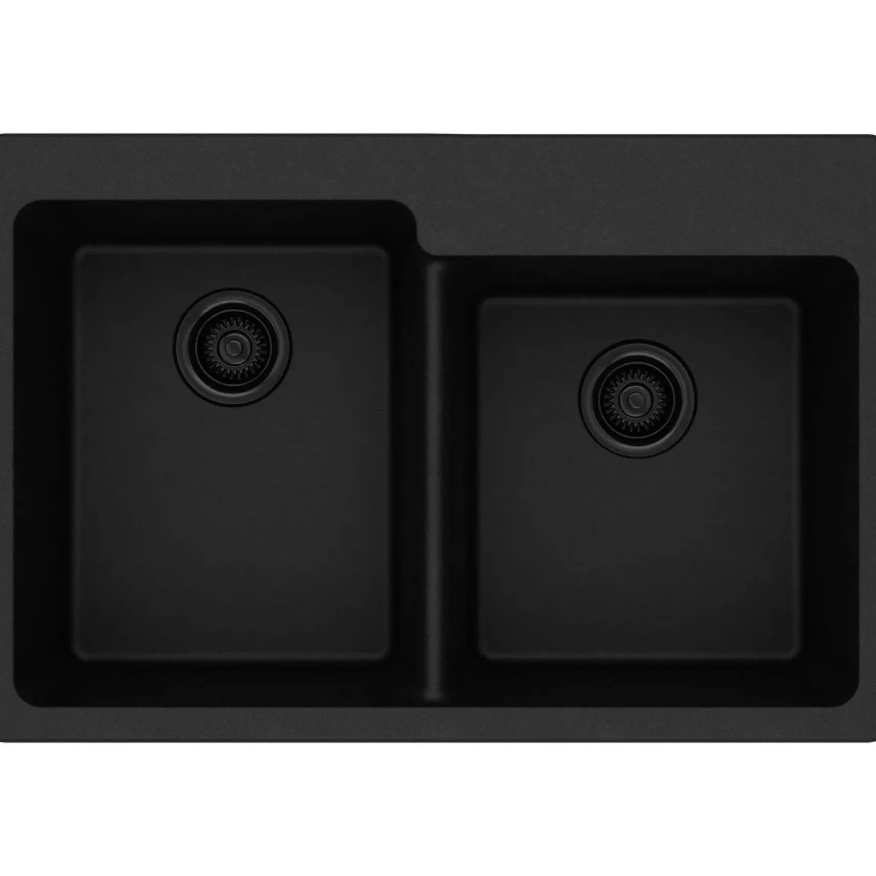 Elkay Classic 33" Quartz Kitchen Sink, 50/50 Double Bowl, Black, Pre-scored for up to 4 Faucet Hole, ELG250RBK0