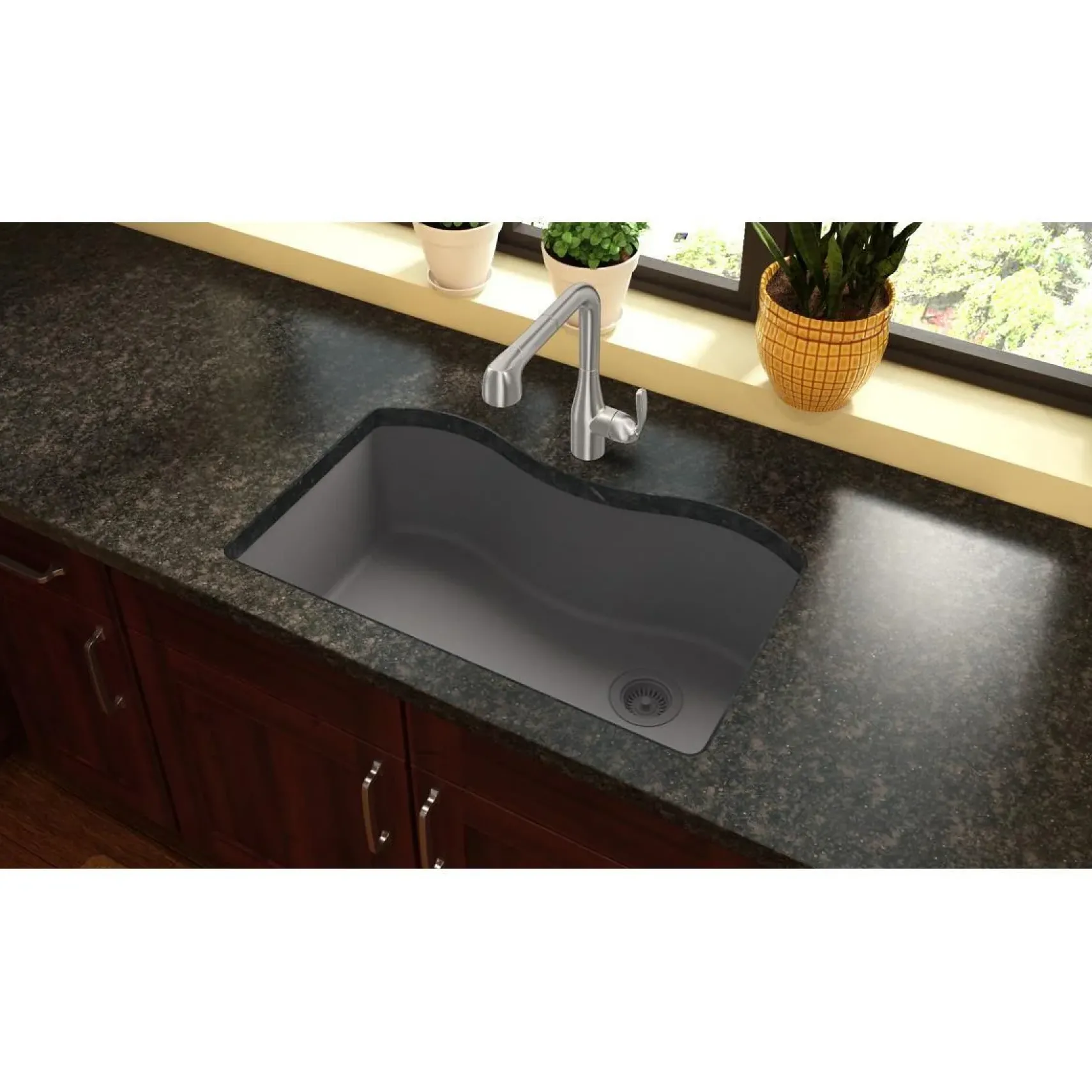 Elkay Classic 33" Quartz Kitchen Sink, Greystone, ELGUS3322RGS0