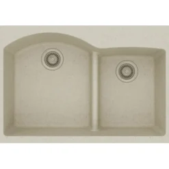 Elkay Classic 33" Quartz Kitchen Sink, 55/45 Double Bowl, Bisque, ELGH3322RBQ0