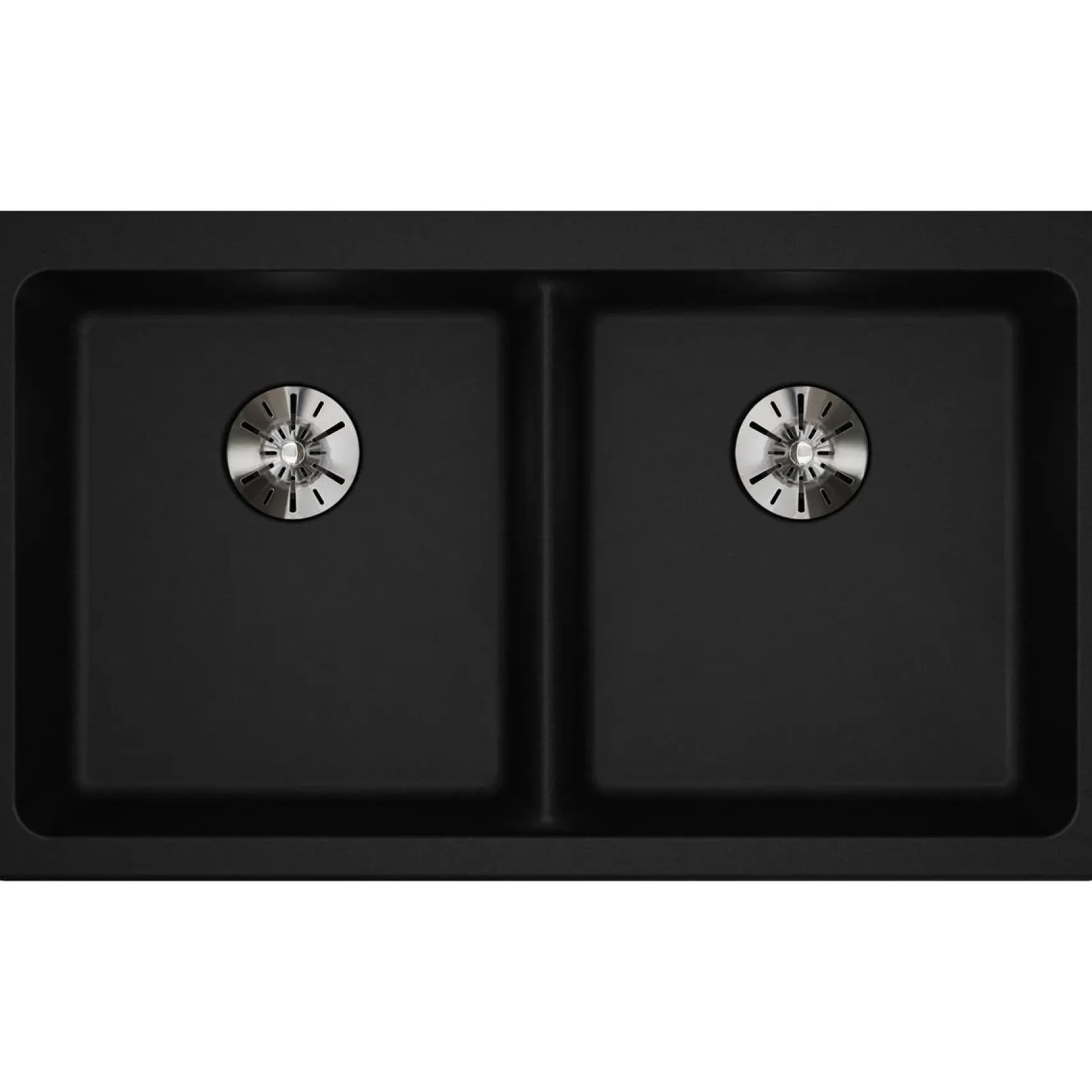 Elkay Classic 33" Quartz Kitchen Sink, 50/50 Double Bowl, Black, ELGUAD3319PDBK0