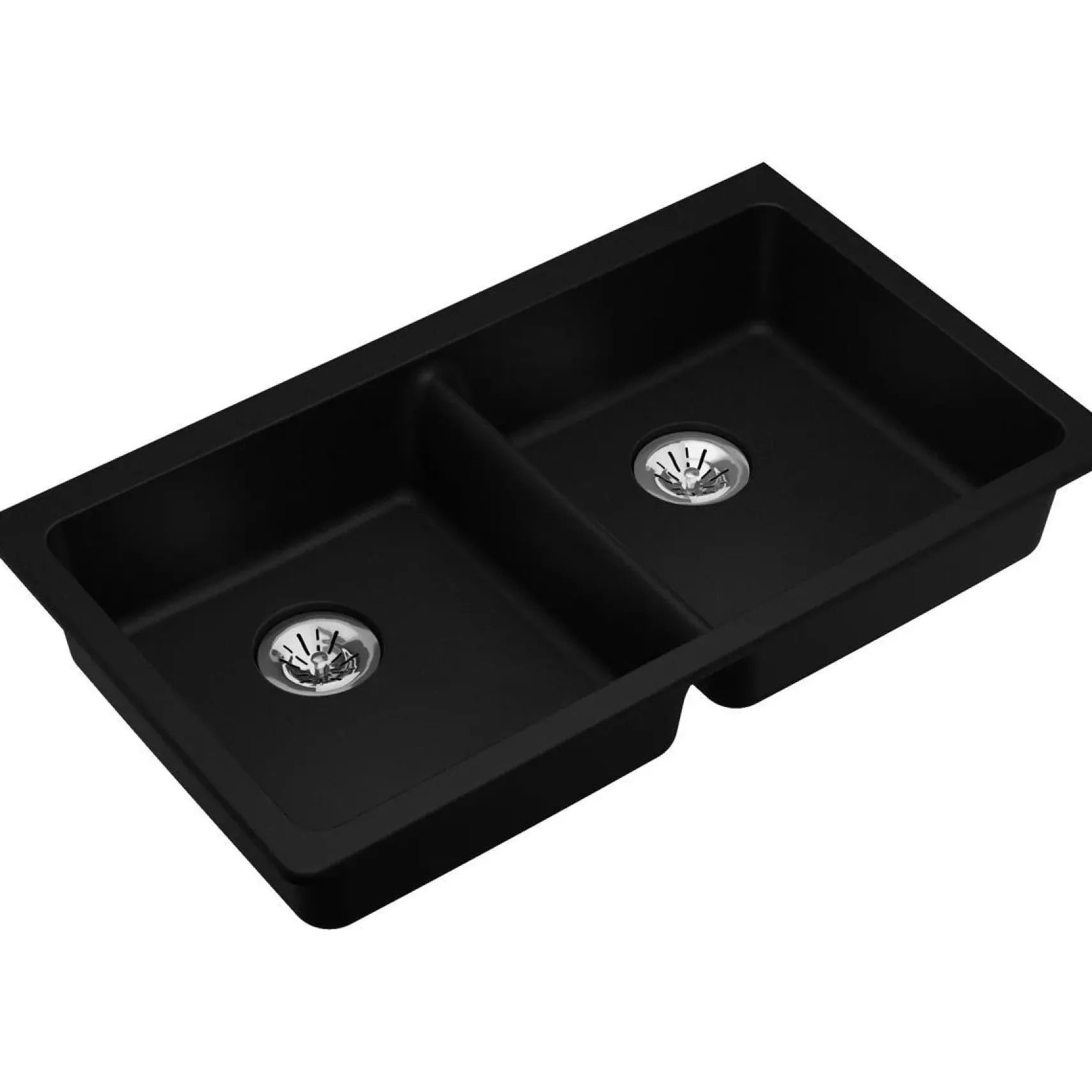 Elkay Classic 33" Quartz Kitchen Sink, 50/50 Double Bowl, Black, ELGUAD3319PDBK0