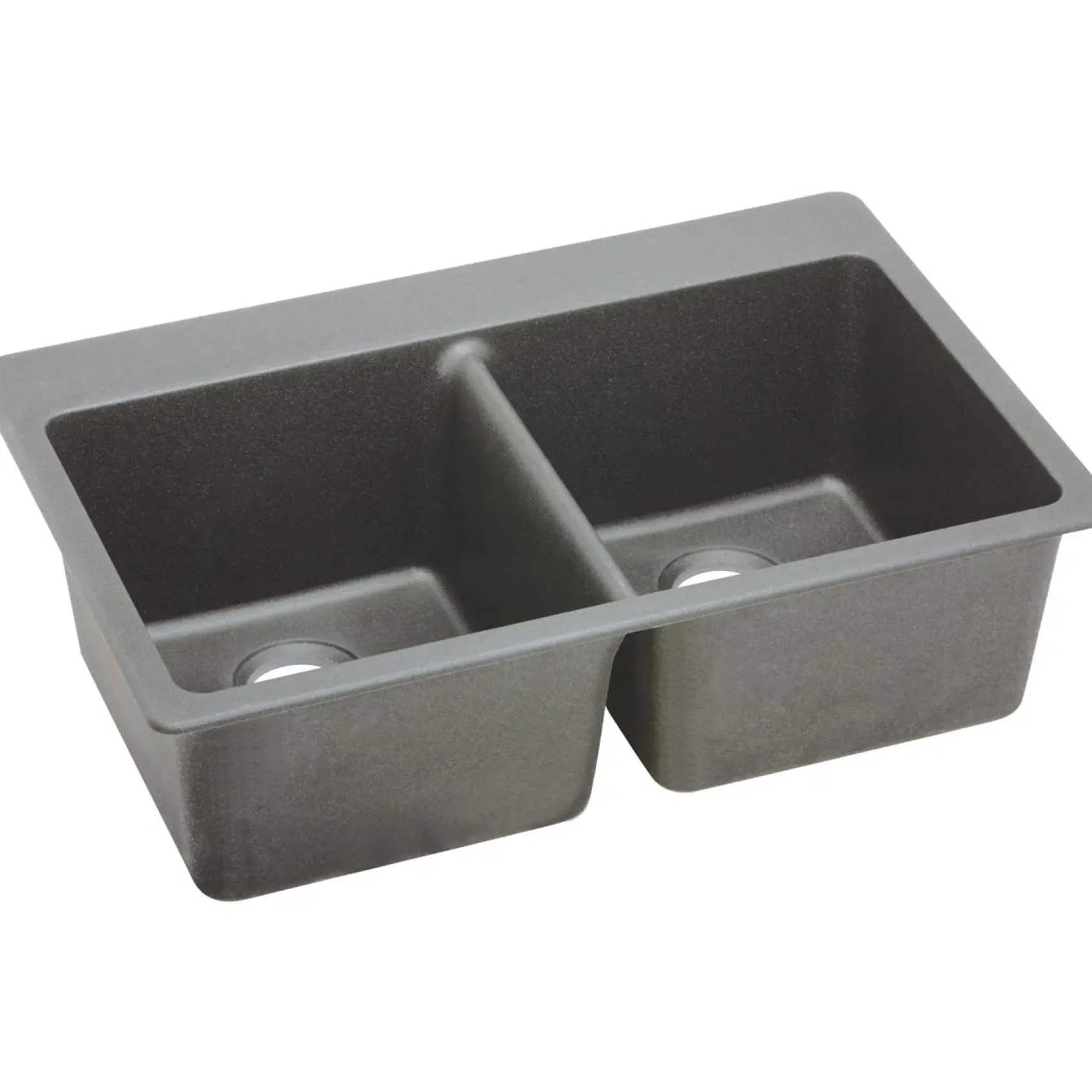 Elkay Classic 33" Quartz Kitchen Sink, 50/50 Double Bowl, Greystone, Pre-scored for up to 5 Faucet Hole, ELG3322GS0