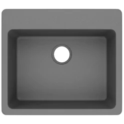 Elkay Classic 25" Quartz Kitchen Sink, Greystone, Pre-scored for up to 5 Faucet Hole, ELG2522GS0