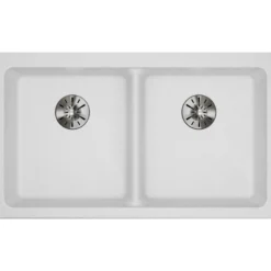 Elkay Classic 33" Quartz Kitchen Sink, 50/50 Double Bowl, White, ELGUAD3319PDWH0