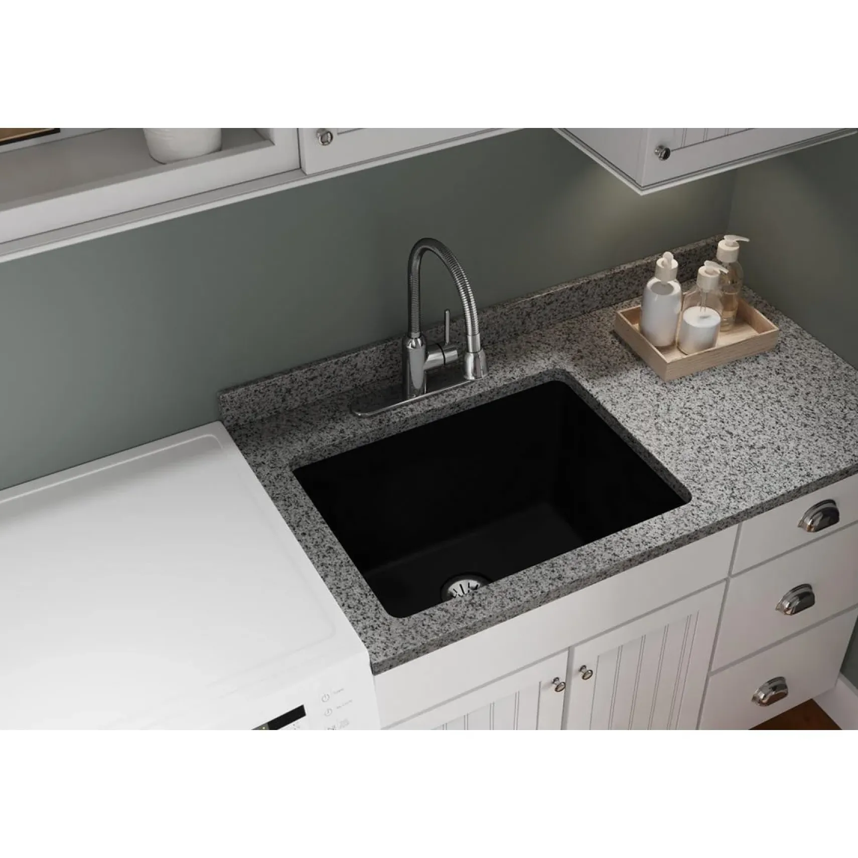 Elkay Classic 25" Quartz Laundry Sink, Black, ELGU251912PDBK0