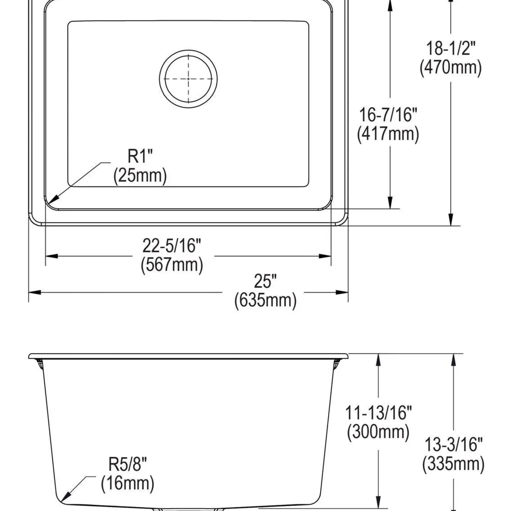 Elkay Classic 25" Quartz Laundry Sink, Black, ELGU251912PDBK0