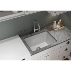 Elkay Classic 25" Quartz Laundry Sink, White, ELGU251912PDWH0