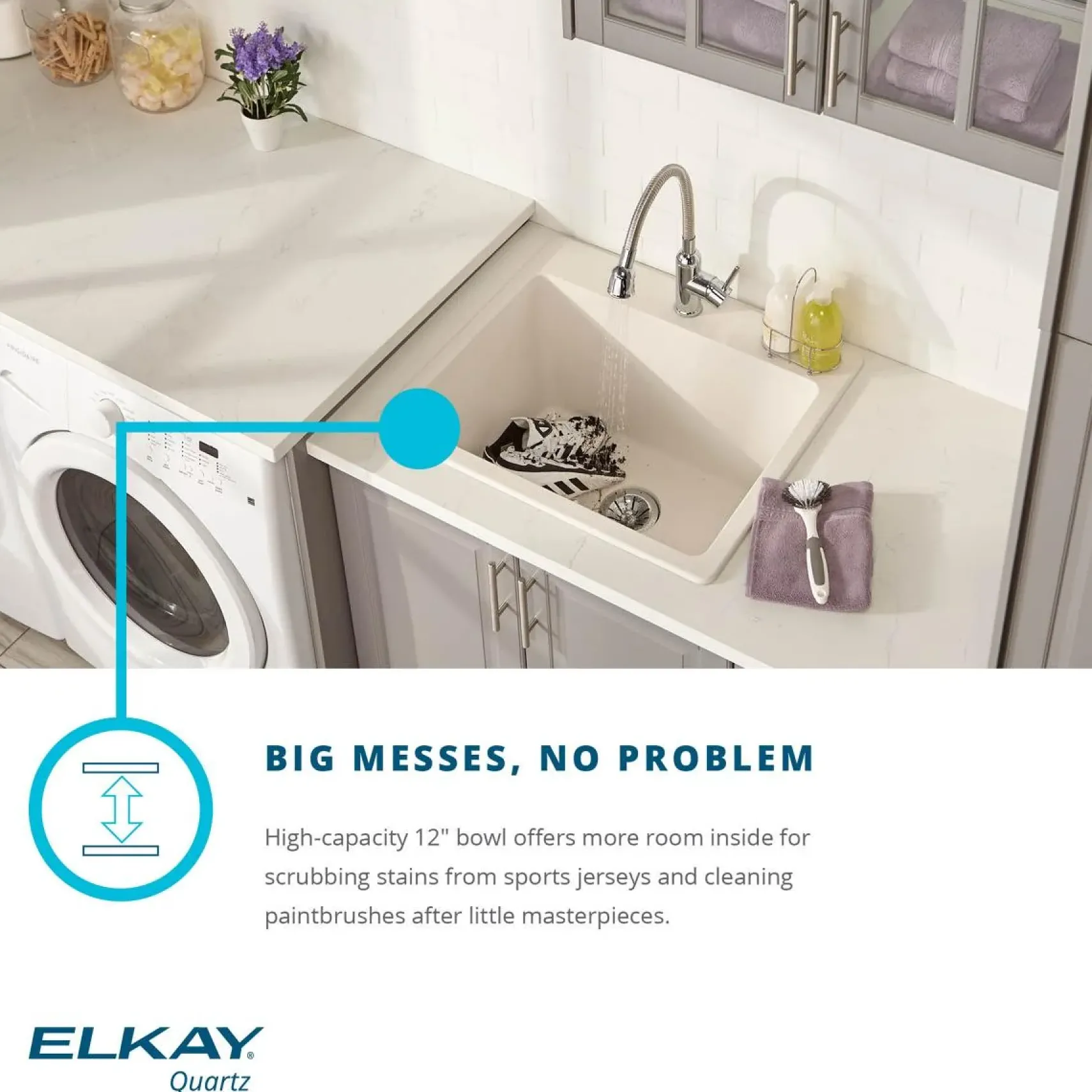 Elkay Classic 25" Quartz Laundry Sink, Greige, ELG252212PDGR0