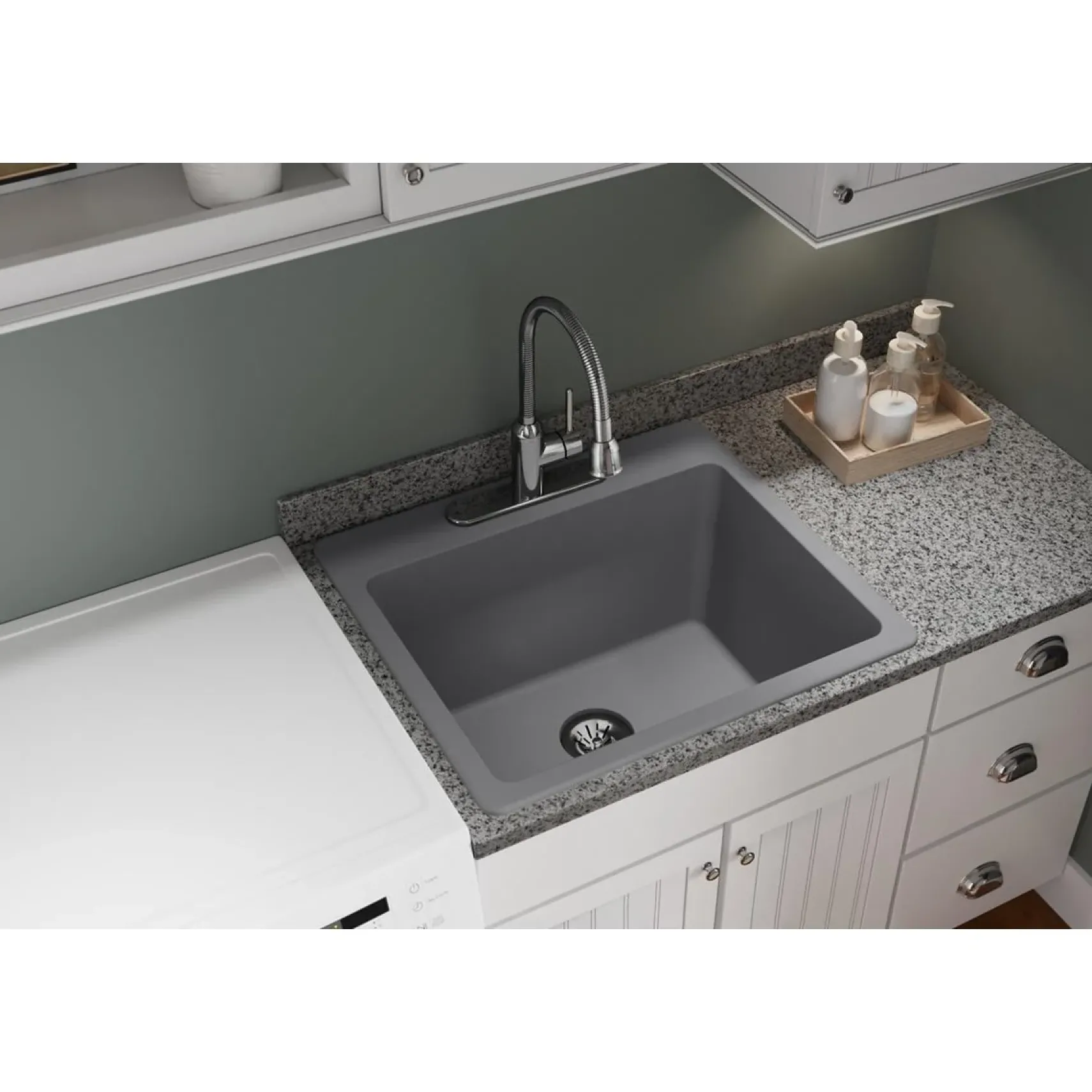 Elkay Classic 25" Quartz Laundry Sink, Greystone, ELG252212PDGS0