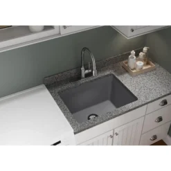 Elkay Classic 25" Quartz Laundry Sink, Greystone, ELGU251912PDGS0