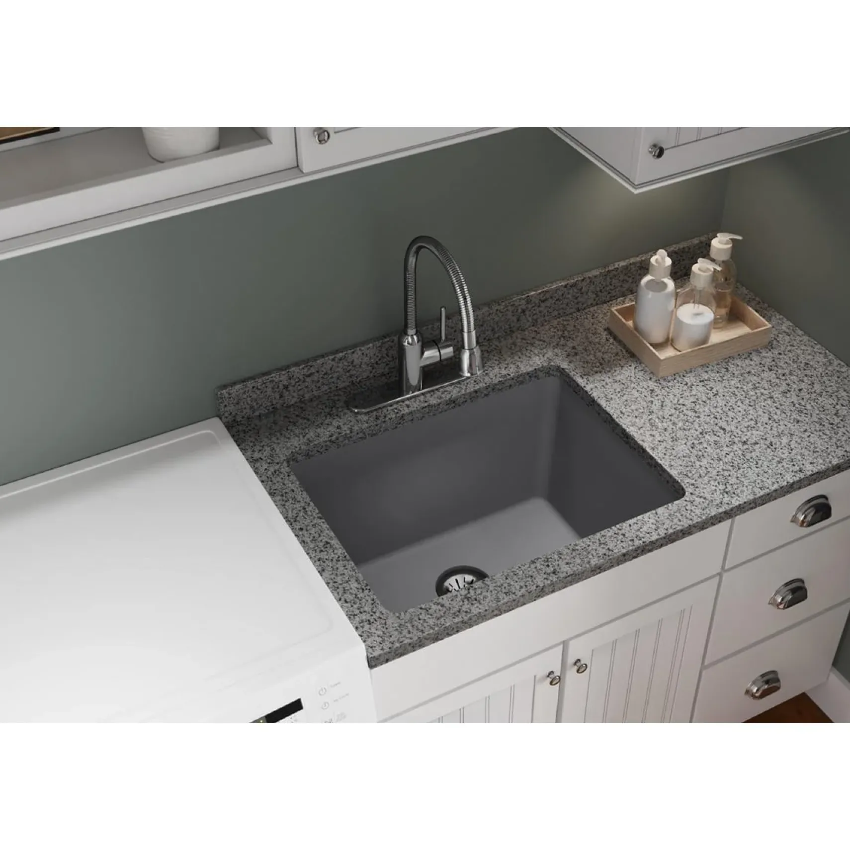 Elkay Classic 25" Quartz Laundry Sink, Greystone, ELGU251912PDGS0