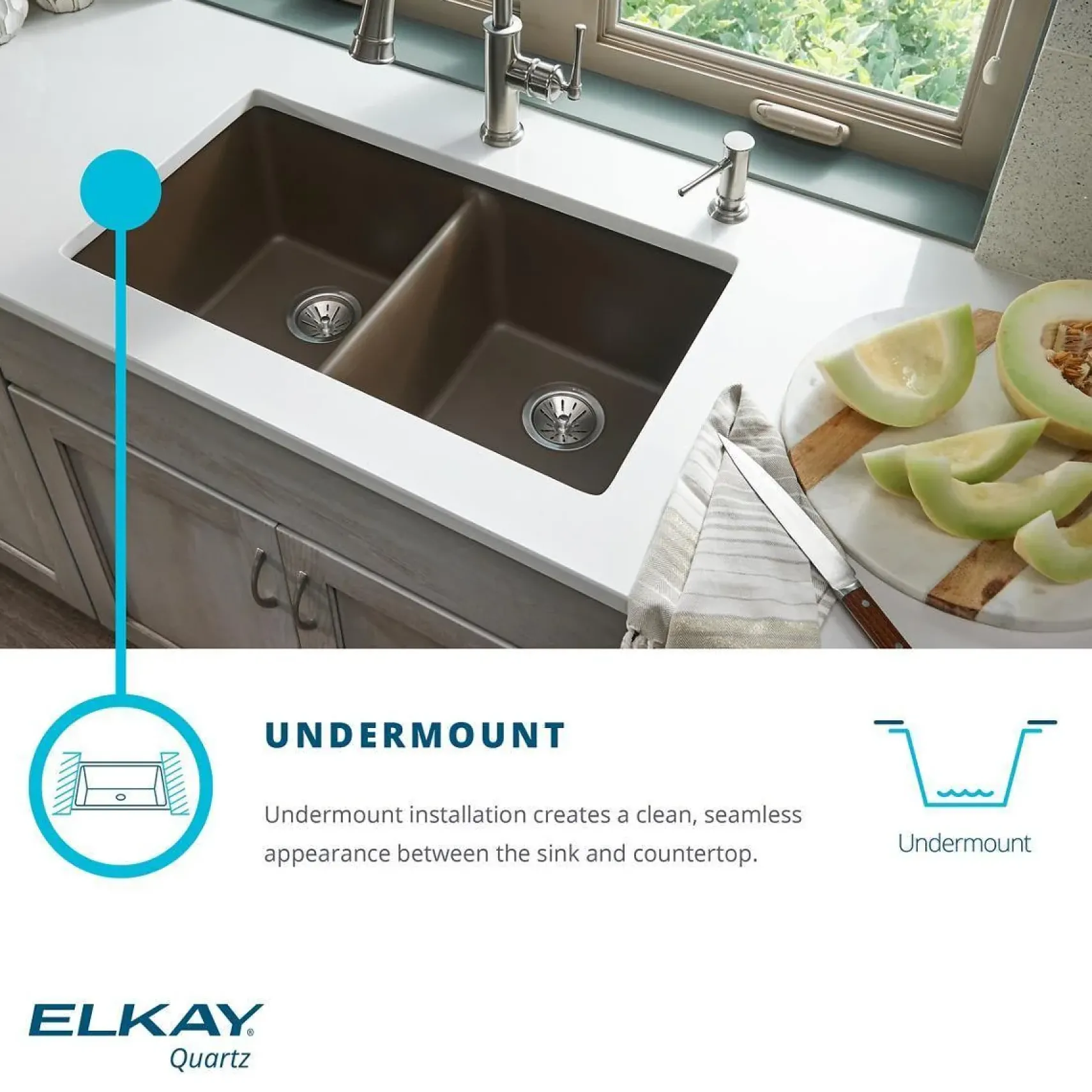 Elkay Classic 25" Quartz Laundry Sink, Greystone, ELGU251912PDGS0